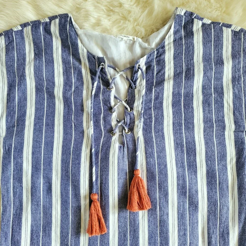Tularosa X Revolve Warren Tunic Dress in Indigo Stripe Size Small EUC - Picture 7 of 13
